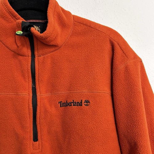 Timberland Sweater Men’s Size L Orange Fleece 1/4 Zip Up Pockets Outdoor Casual - Picture 4 of 8