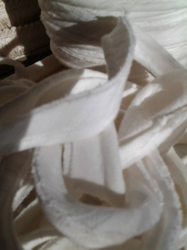 12 yards CORDING 1/4 inch WHITE on WHITE diagonal stripe cotton  - Picture 4 of 5