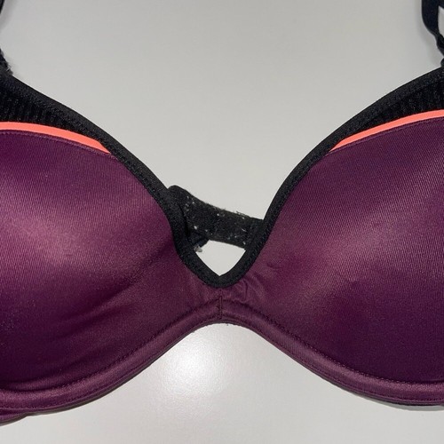 PINK Victoria’s Secret Scoopneck Maroon Mesh Strappy Back Bra 34B Women’s - Picture 3 of 10