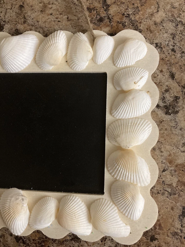 Mini Wood Chalk Message Board Sea Shell Border 7.5” X 6” Kitchen Den - Image 3 of 3