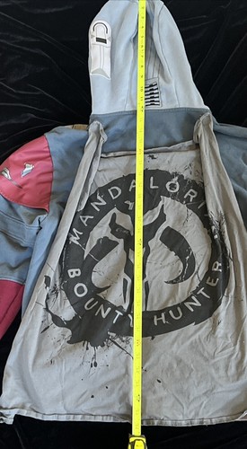 Disney Star Wars Mandalorian Full Zip Up Hoodie Costume Size L Full Face 0076 - Picture 6 of 8