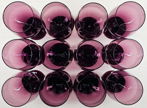 12 Bryce Minuet Amethyst Water Goblet Set Vintage Elegant Drink Stemware MCM Lot - Picture 9 of 24