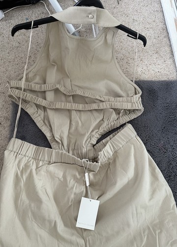 Pretty Lavish Cut Out Jumpsuit In Sand Size 16 - Picture 8 of 10