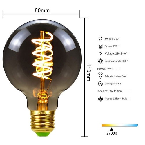 Edison Lamp Vintage Retro Bulb Filament Edison Lamp Vintage Decorative - Picture 14 of 17