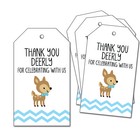 25 Boy Deer Favor Tags - Woodland Baby Shower - Blue Buck - Thank You Deerly