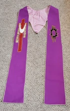 VINTAGE PRIEST CLERGY STOLE OFFICIANT VESTMENT PURPLE BEAUTIFUL APPLIQUES
