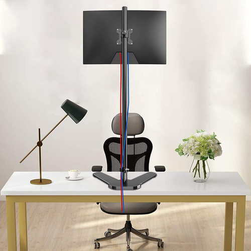 Single Monitor Mount, Extra Long Monitor Stand, 47 Inch Pole Black Stand, Monito - Picture 7 of 7