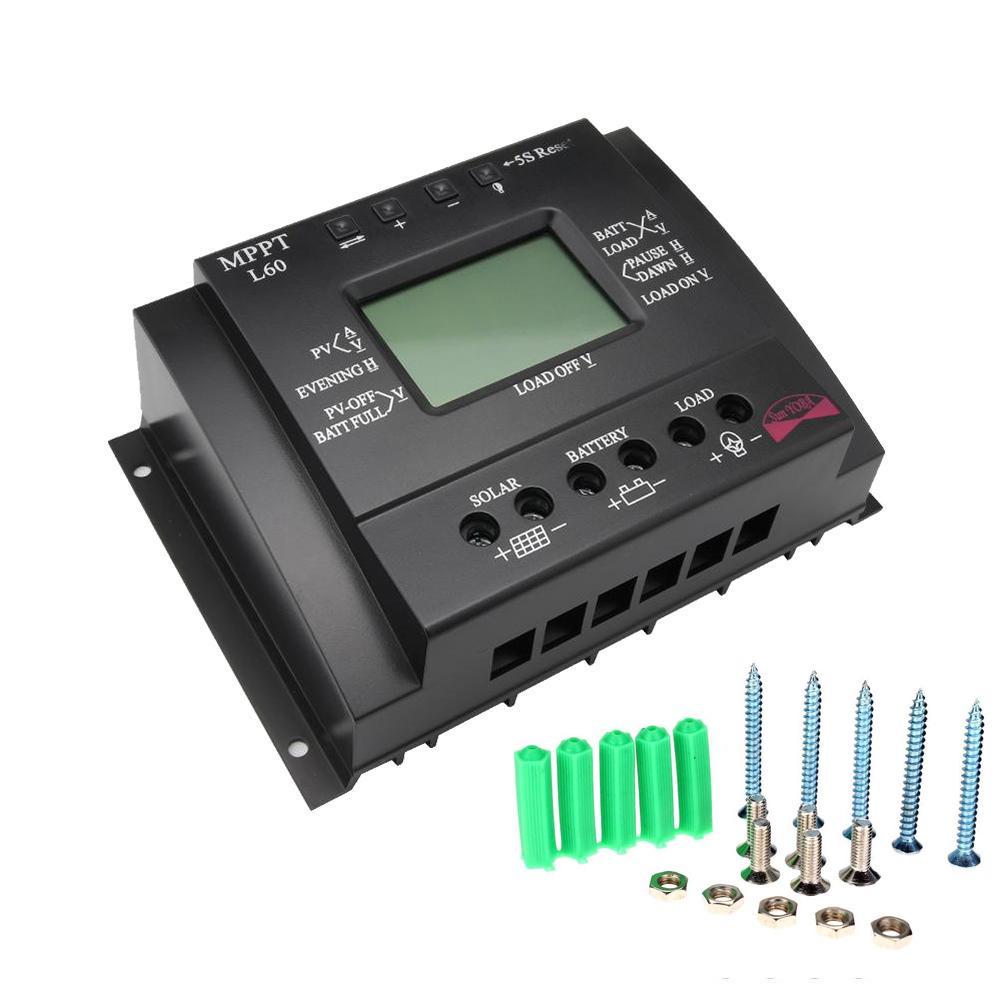 60A 12 24V MPPT Panel Solar Regulador Regulador puerto USB+1set 10 pcs Tornil BF 60A 12 24V MPPT Panel Solar Regulador Regulador puerto USB+1set 10 pcs Tornil BF