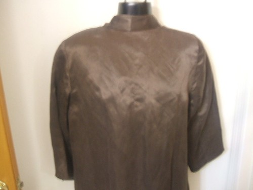 Eileen Fisher Cobblestone Brown Long Jacket PM NWT $338 Organic Linen Silk New - Picture 12 of 12