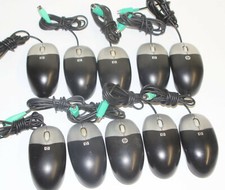 Lot of 10 - Genuine HP Black  Silver Optical Scrolling PS/2 PC Mouse 417441-002