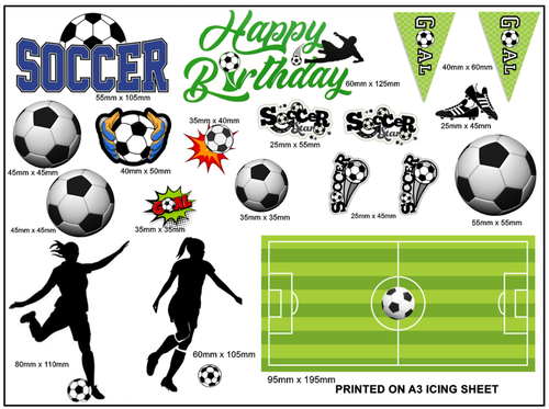 Soccer Team Icing Sheet Edible Cake Toppers Decal Cake Decoration (3 Sizes) - Picture 8 of 12