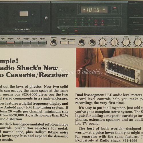1983 Radio Shack Stereo Cassette Receiver SCR-3000 photo art decor vintage ad - Picture 6 of 12