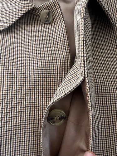 APC Trench Coat Houndstooth Gabardine "Emilien" Beige Raincoat LARGE NWOT - Picture 8 of 10