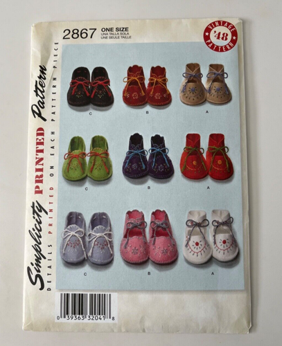 Baby Shoes Pattern Felt Booties Sewing Embroidery UNCUT Simplicity 2867 - Picture 1 of 3