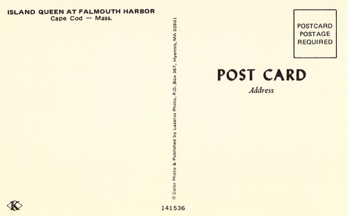 Island Queen at Falmouth Harbor - Cape Cod, Massachusetts Postcard - Picture 2 of 2