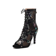 Women Ballroom Latin Dance Shoes 7/9.5/11CM Heeled Ladies Tango Salsa Jazz Boots