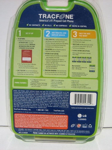 New LG 500G Tracfone No Contract Cell Phone Not Scanned For Activation Sealed - Picture 7 of 9
