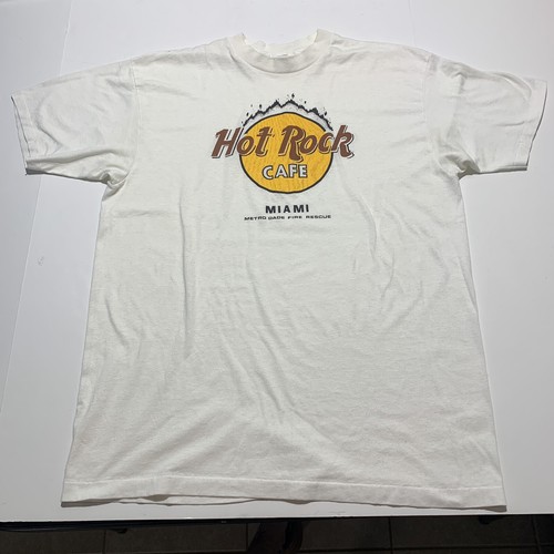 Vintage Hot Rocks Cafe T Shirt Miami Metro Dade Fire Rescue Men’s Large - Picture 2 of 5