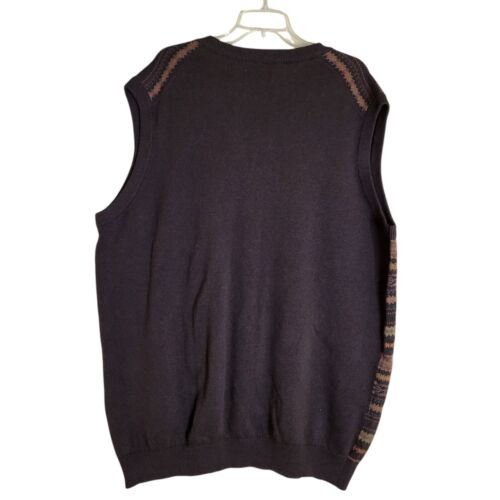 Chaleco Suéter Para Hombre Oak Hill Fair Isle 2XLT Marrón Cuello en V Pullover 100% Algodón - Imagen 3 de 4