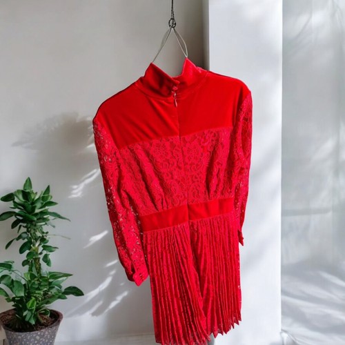 Red Party Dress Women For Winter - Picture 5 of 8