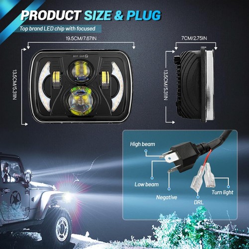 Pair 7x6" LED Headlights For Freightliner FL106 FL112 FL60 FL70 FL80 MT35 MT45 - Picture 2 of 16