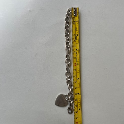 TIFFANY & CO. STERLING SILVER .925 O-LINK BRACELET W/HEART CHARM-7 1/4" - Picture 12 of 15