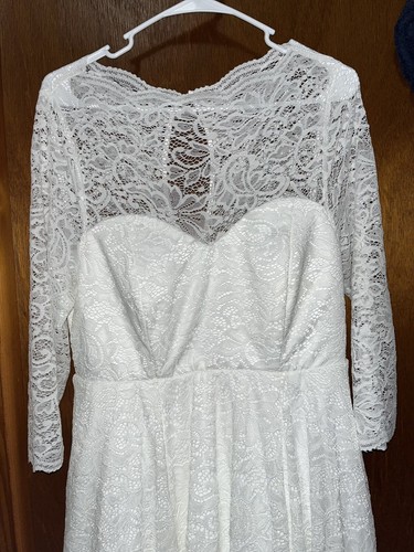 Torrid Ever After Something Blue Tag Ivory Lace Tea-Length Wedding Dress Size 12 - Picture 3 of 8