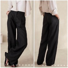 Banana Republic Tencel Linen Wide Leg Pant Black 12 Style 445928