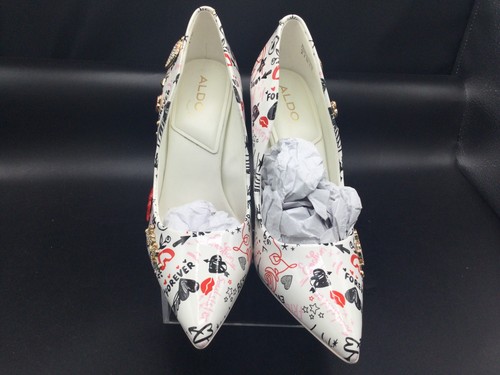 ALDO NEW Stessy 2.0 Stiletto Pump Heels White Valentines Hearts Love Size 8.5 - Picture 4 of 6