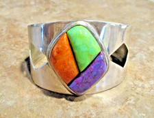 EYE CATCHING COLORFUL Southwestern Sterling Silver MULTI-STONE Bracelet