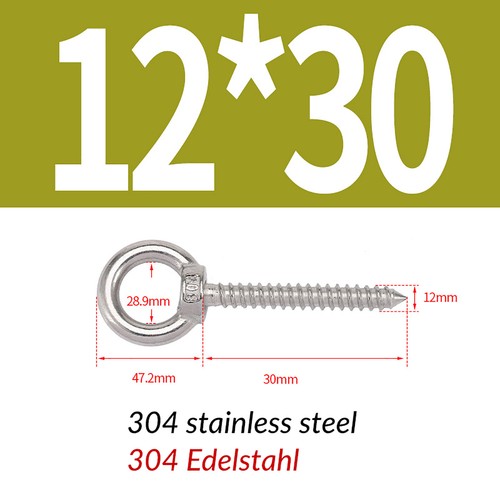 Bullone ad occhio di sollevamento in acciaio inox vite filettata per legno A2 304 grado marino 4mm-12mm - Foto 47 di 52