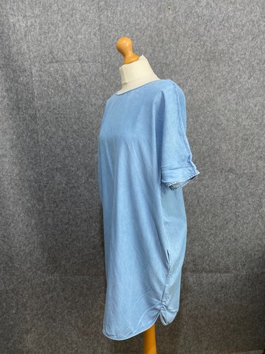 COS Dress UK 12 Denim Chambray Blue V Button Back Batwing Sleeve Relaxed Fit - Picture 4 of 11