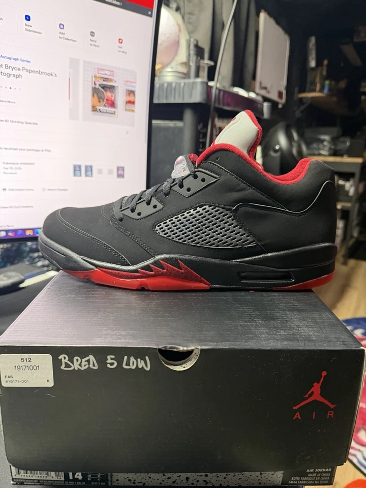 NUEVO Hombre Talla 14 Air Jordan 5 Retro Bajo Alternate 90 819171-001 BRED (2016) Foto 2 de 4