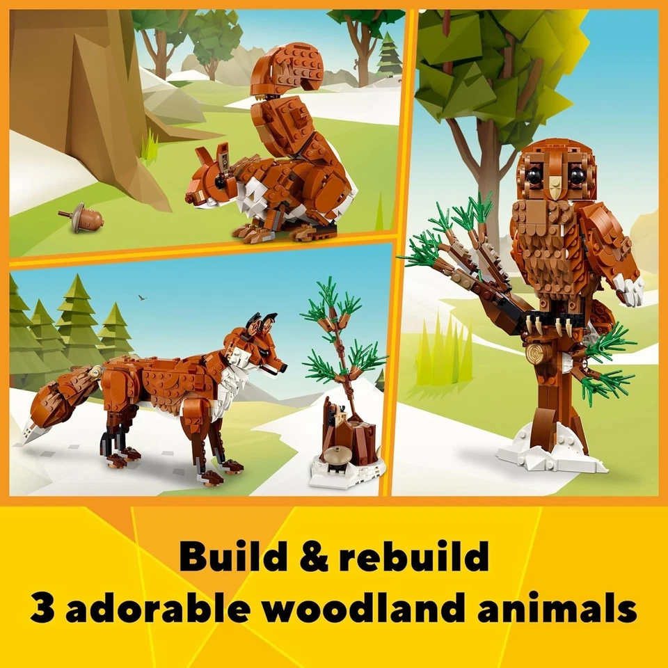 LEGO Creator 3 in 1 Forest Animals Red Fox Toys - Building Toys for Kids, Boys - Image 4 of 4