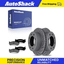 Rear Drilled Slotted Brake Rotors Premium Ceramic Pads for Chevy Silverado 1500