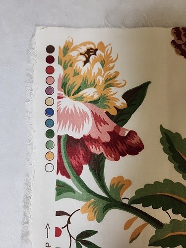 Jay Yang Fabric Jacobean Floral Polished Cotton Chintz White Multi .75Y - Picture 4 of 12