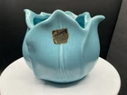 Vintage Stangl Pottery Blue 4.25" Tulip Vase Planter Matte Finish Original Label