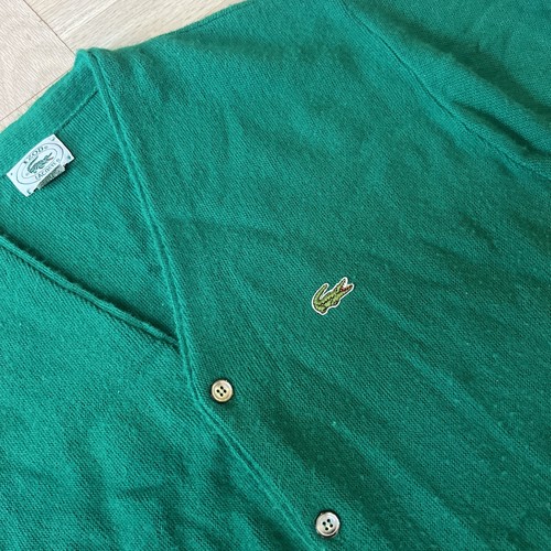 Vintage Lacoste Izod Acrylic Knit Green Cardigan USA Crocodile 80s 90s Mens XL - Picture 3 of 12