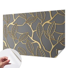 Easy Install Wall Decor Wallpaper Leaves On A Gray Background, Subtle Pattern