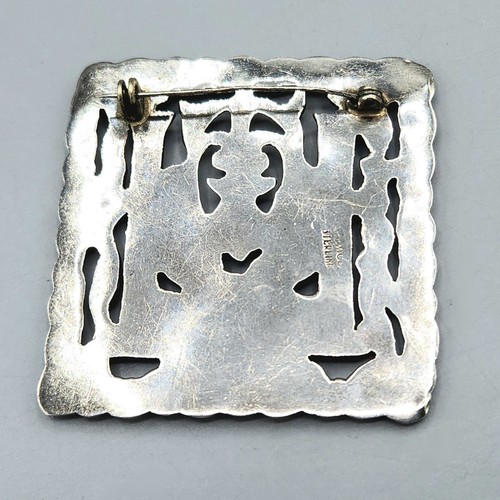 Broche Cuadrado Adornado H Monograma Plata Esterlina México Retro Sin Firmar 17.7g - Imagen 4 de 14