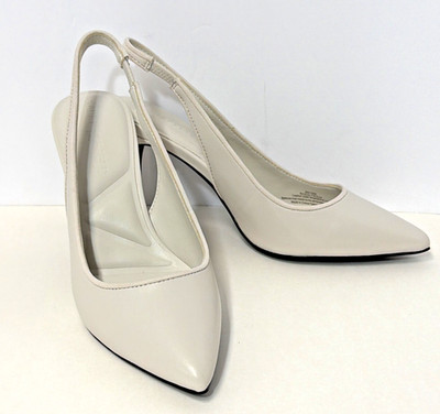 Karl Lagerfeld Rosalyn Slingback Pump High Heel Soft White Nappa Size 6 NIB