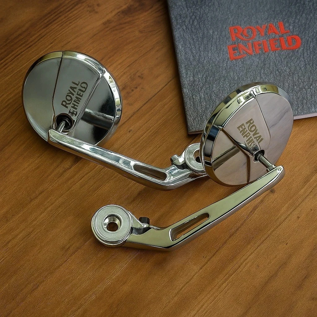 Fit For Royal Enfield All Models - Chrome Bar End Mirror (High Quality Steel)