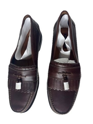Florsheim Mens Dress Shoes 13D Loafers Brown Genuine Leather Great Condition Florsheim Brown Leather Tassel Kilt Slip On Loafers Mens  main image 2