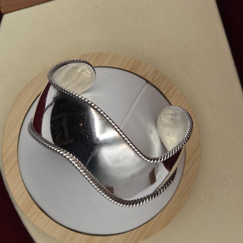Vintage Mexico Sterling Silver Wavy Cuff Bracelet 925 – Sculptural Rope Edge 26g - Picture 3 of 17