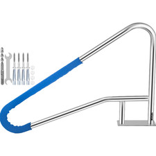 Image of VEVOR Pool Rail Pool Railing 55x32" Pool Handrail Stainless Steel W/ Grip Cover