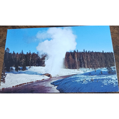 #ad Yellowstone National Park Postcard Riverside Geyser Wintertime View Vintage UNP $3.59