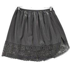 Vanity Fair Black Lace Trim Half Slip Skirt Style 11-752 Size Large 18 Inch USA