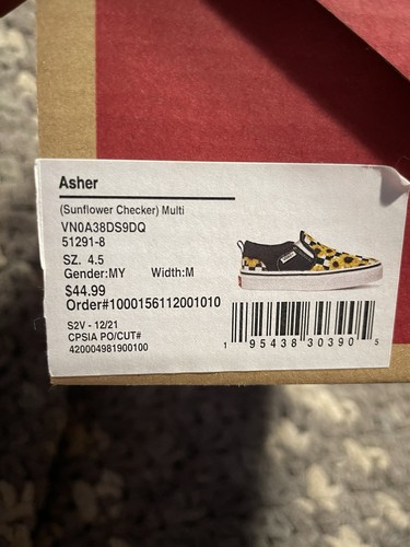 VANS Asher Sunflower Checkerboard Women’s Size 4.5Med** NIB** - Picture 6 of 7