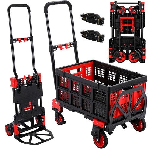 Carrello a piattaforma 2 in 1 pieghevole carrello da trasporto carrello a mano carrello da magazzino carrello pieghevole EU - Foto 9 di 9