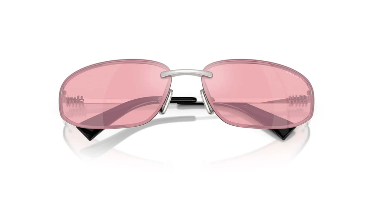 Miu Miu MU A50S 1BC70J Unisex Rectangle Sunglasses in Silver with